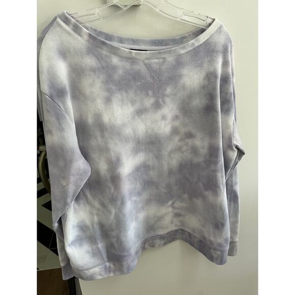 Splendid L Women's Tie Dye Lavender Waffle Sweatshirt 60's Hippie - Picture 1 of 6